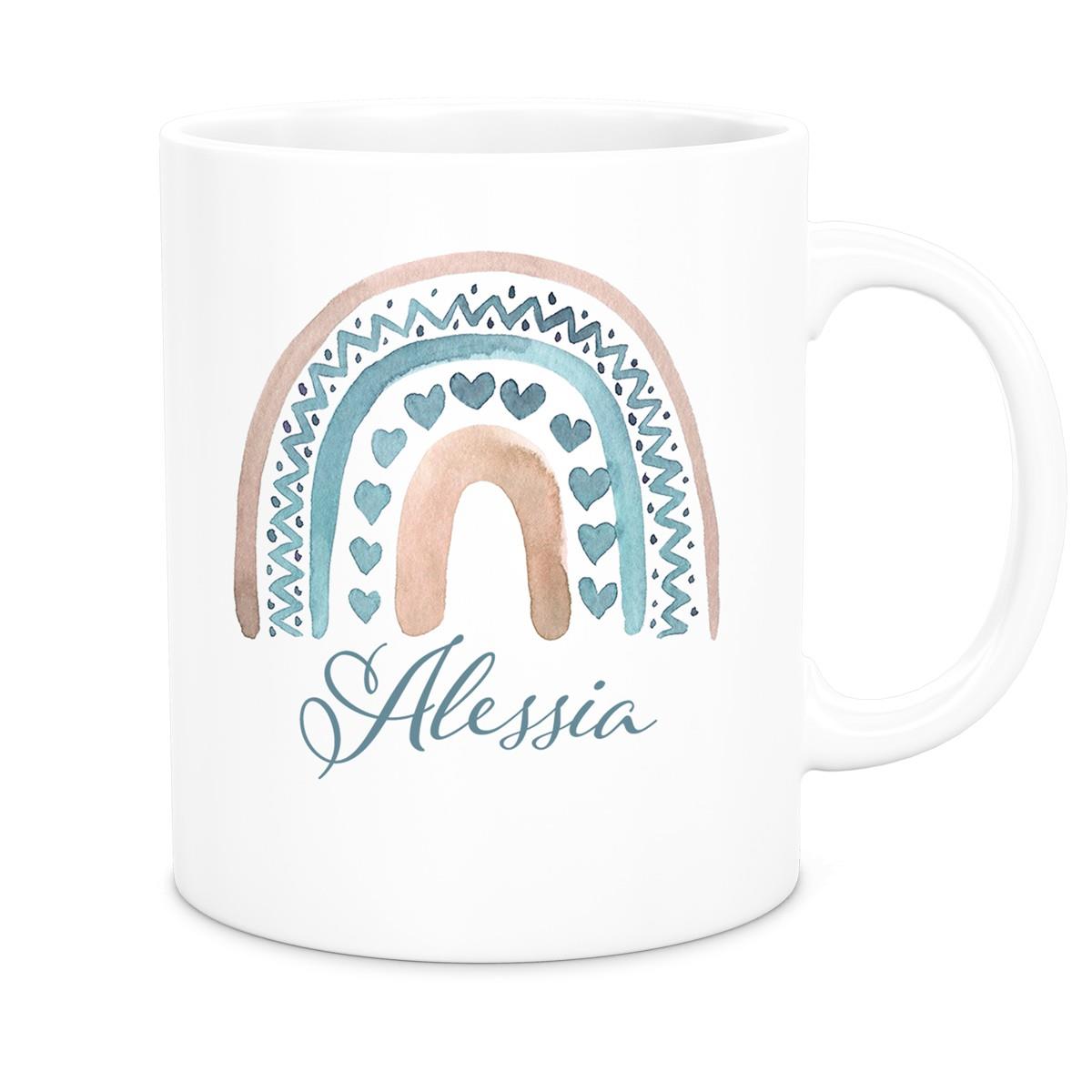 Tasse Wunschname Regenbogen 5 Keramik Kinderbecher versch. Farben