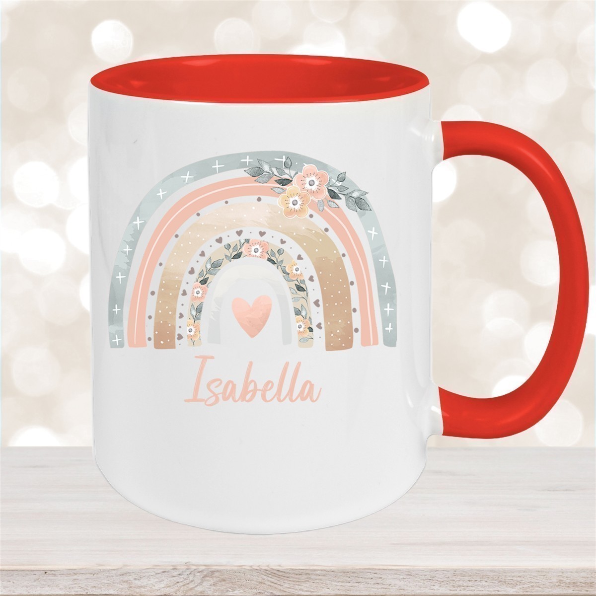 Tasse Wunschname Regenbogen #7 Keramik Kinderbecher versch. Farben