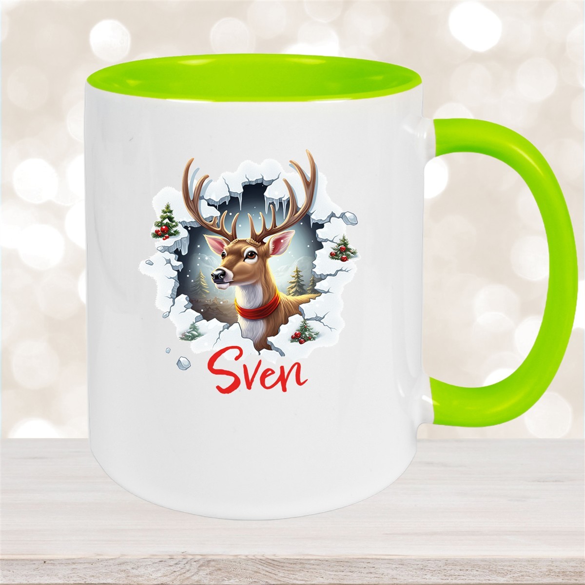 Tasse Wunschname Christmas Rentier #3 Keramik Kinderbecher versch. Farben