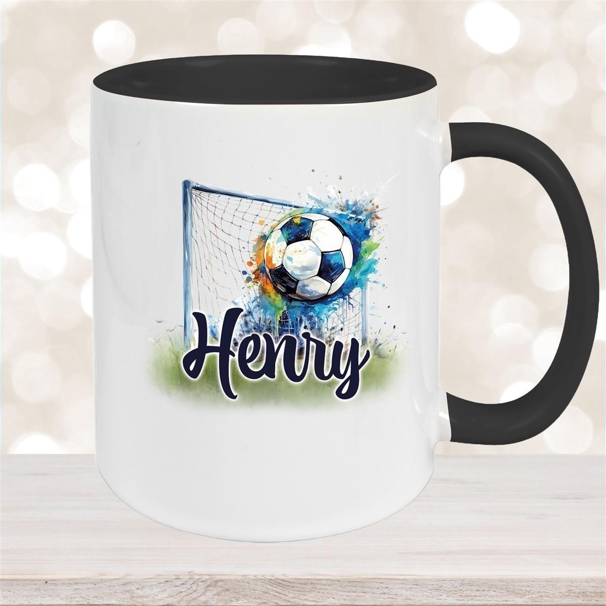 Tasse Wunschname Fußball 13 Personalisiert Keramik Kinderbecher versch. Farben
