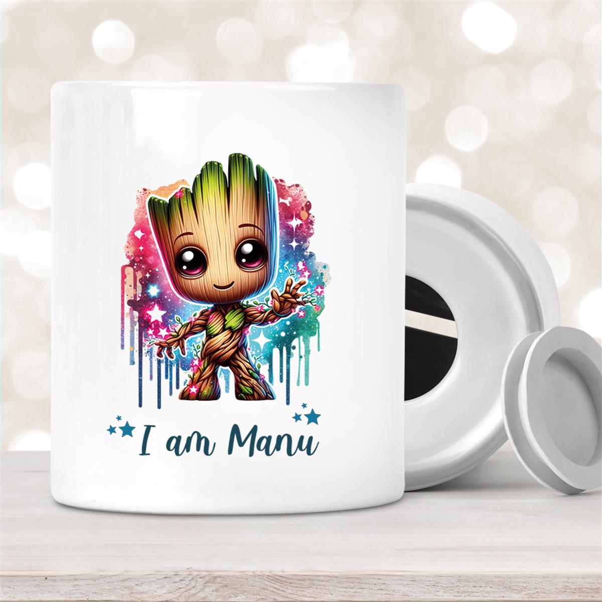 Spardose mit Wunschname Baby-Groot #5 personalisiert