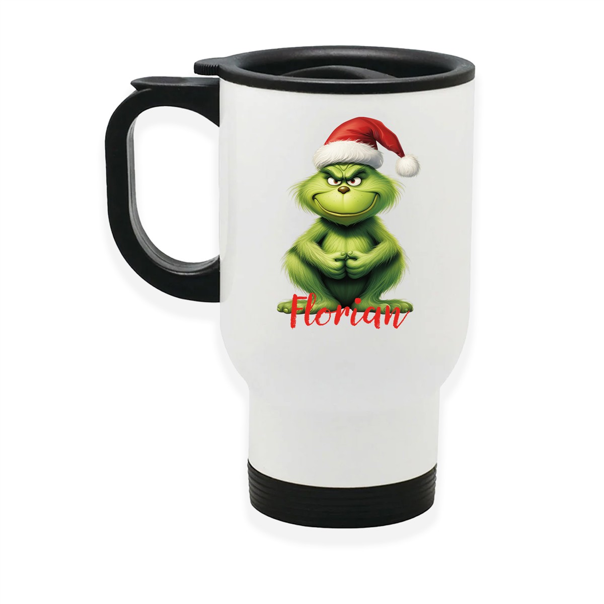 Edelstahl-Thermobecher mit Deckel Weihnachten Grinch 5 personalisiert weiß