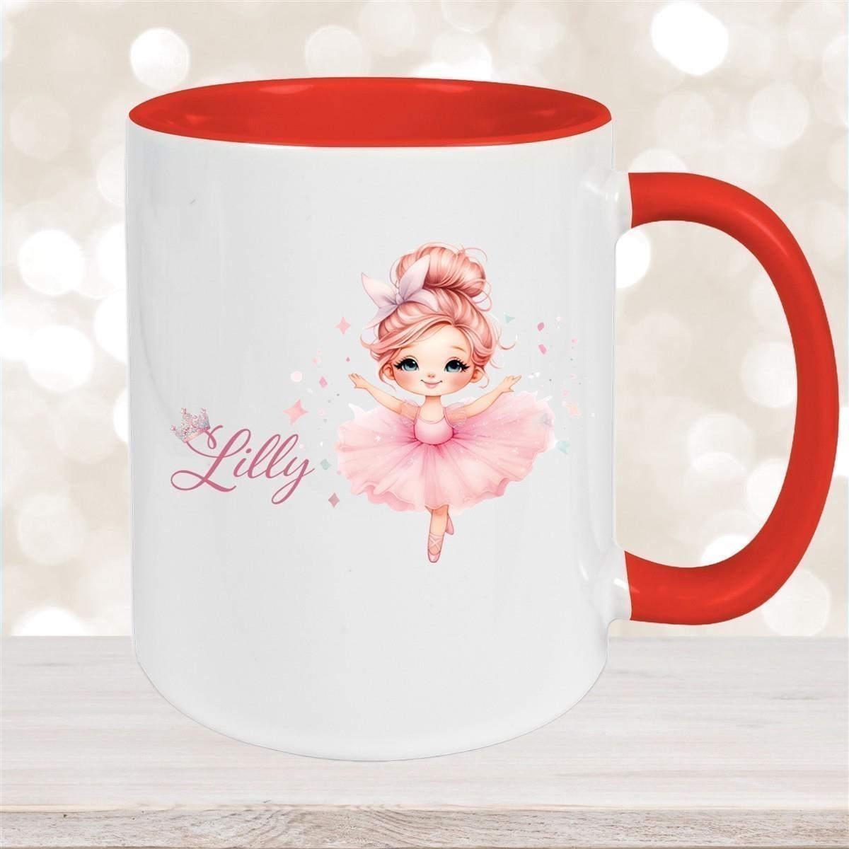 Tasse Ballerina 1 Wunschname Keramik Kinderbecher personalisiert versch. Farben