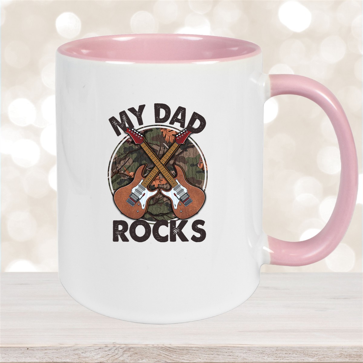 Tasse Vatertag #3 "MY DAD ROCKS" Keramik Altrosa