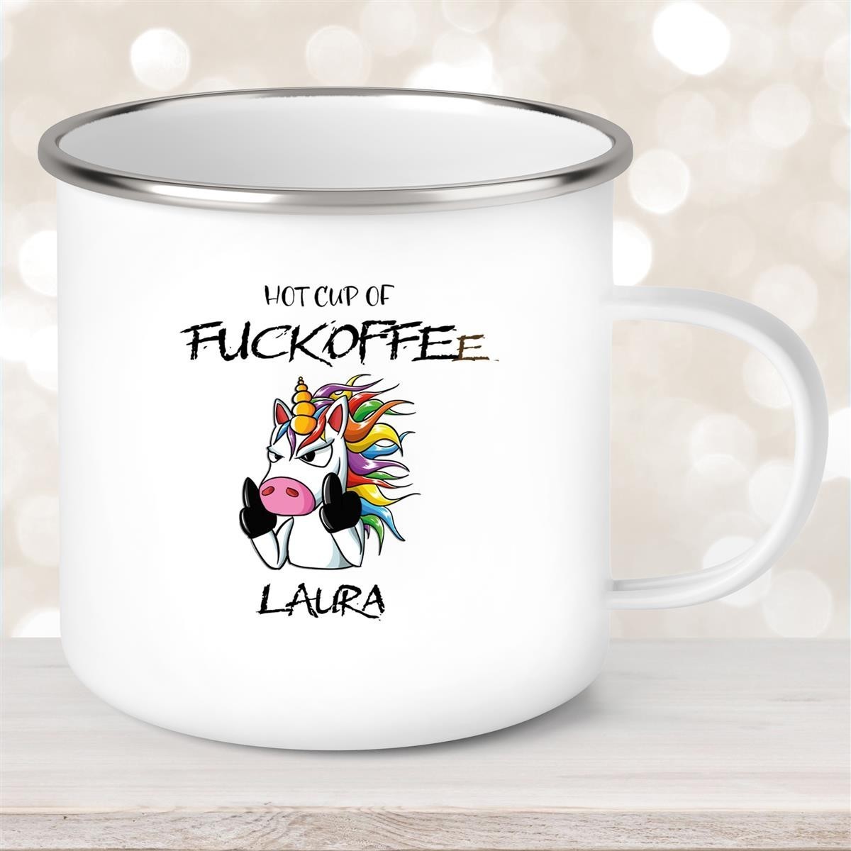 Tasse Einhorn #9 Wunschname Emaille Kinderbecher personalisiert