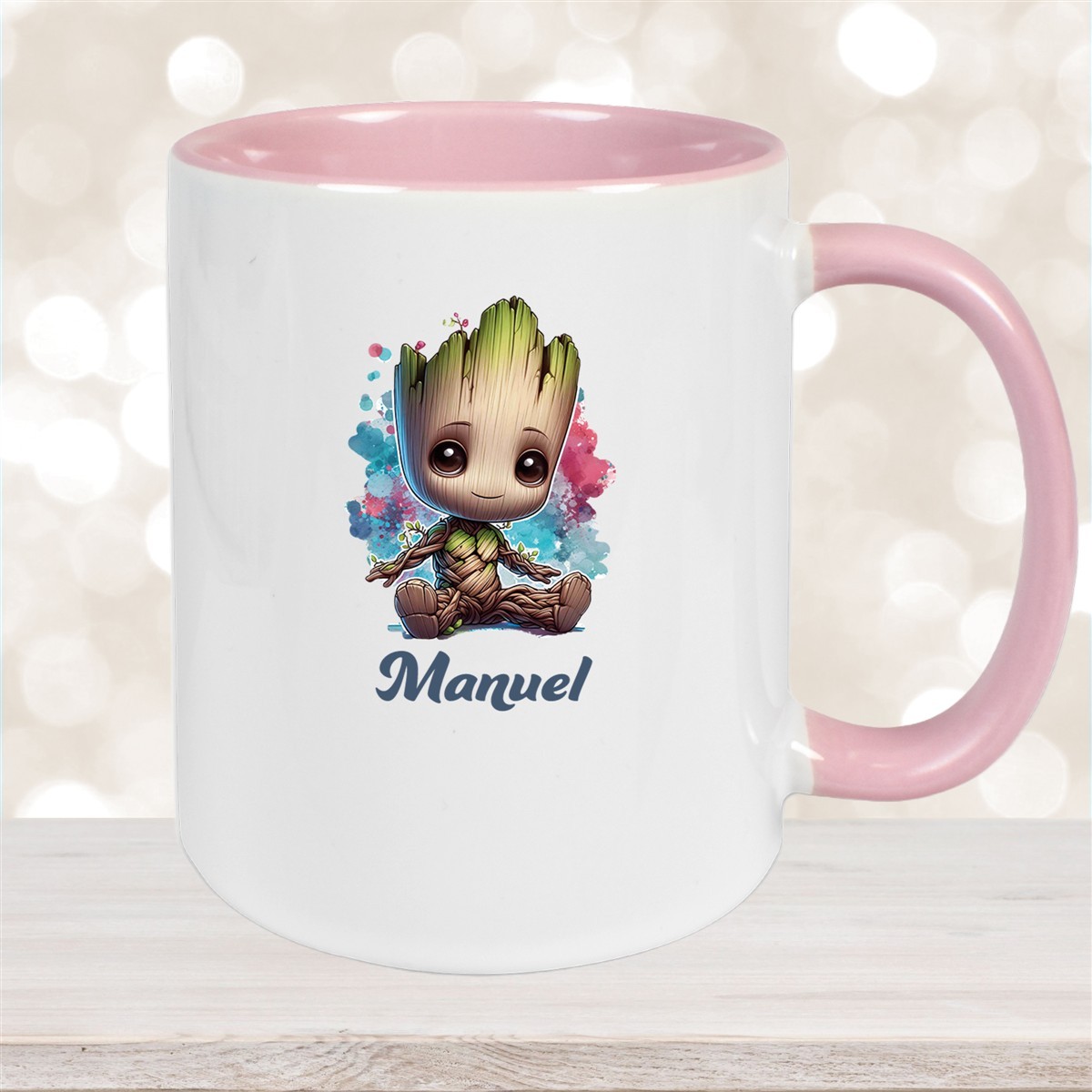 Tasse Baby-Groot #1 Wunschname Keramik Kinderbecher personalisiert Altrosa