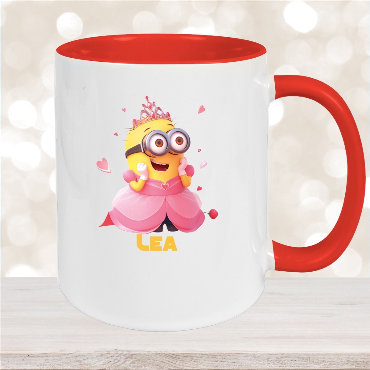 Tasse Minions Kinder Minion #7 Prinzessin Wunschname Keramik Kinderbecher personalisiert versch. Farben Rot