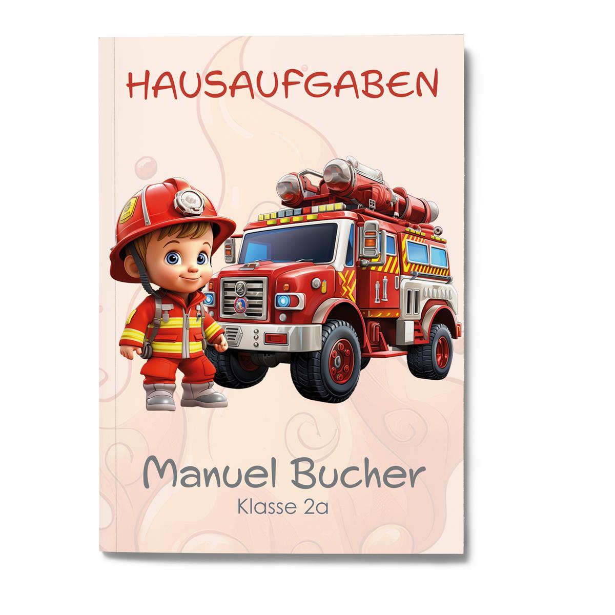 Hausaufgabenheft Feuerwehr 2 DIN A5 - 48 Blatt mit Name und Klasse