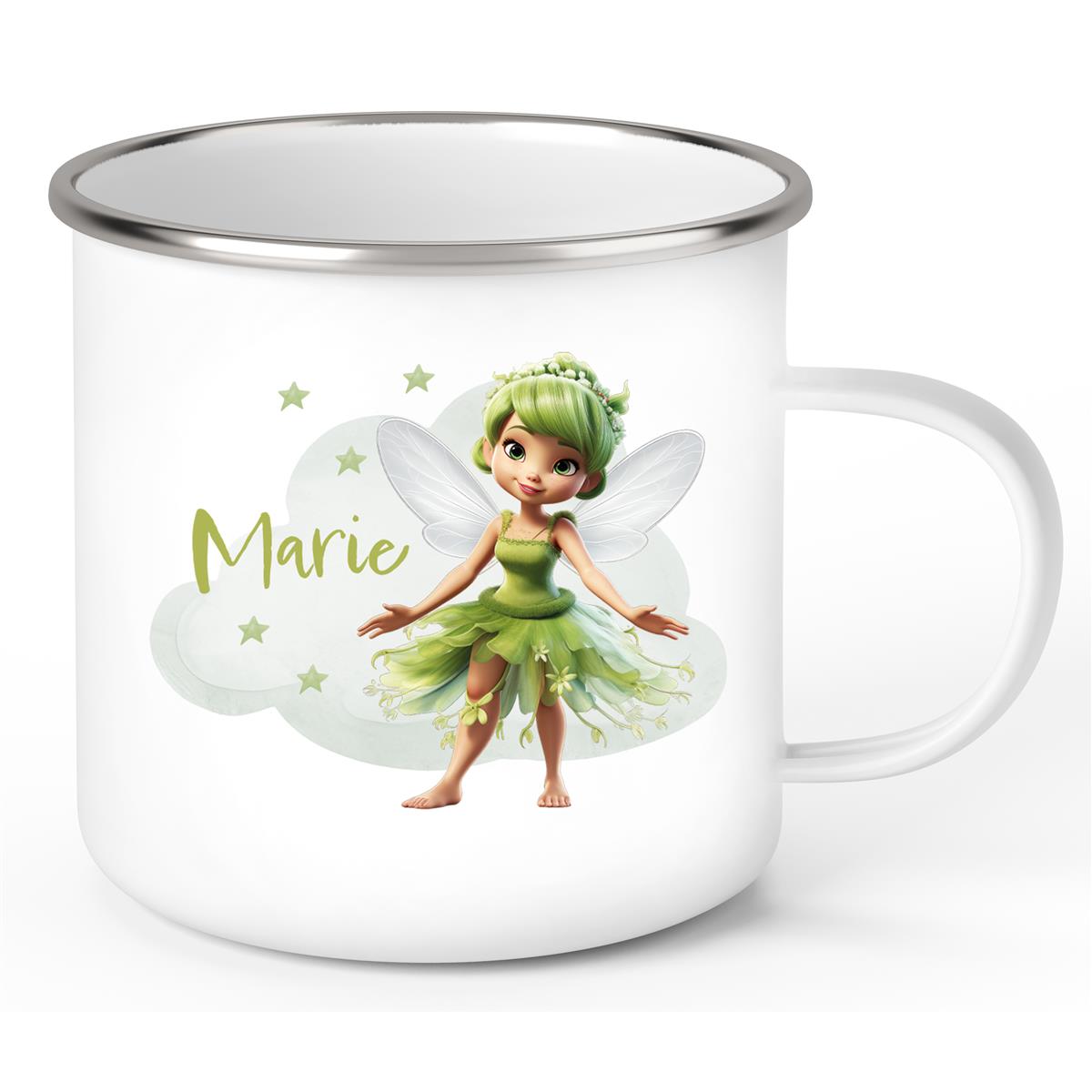 Tasse Fee 3 Wunschname Emaille Kinderbecher personalisiert