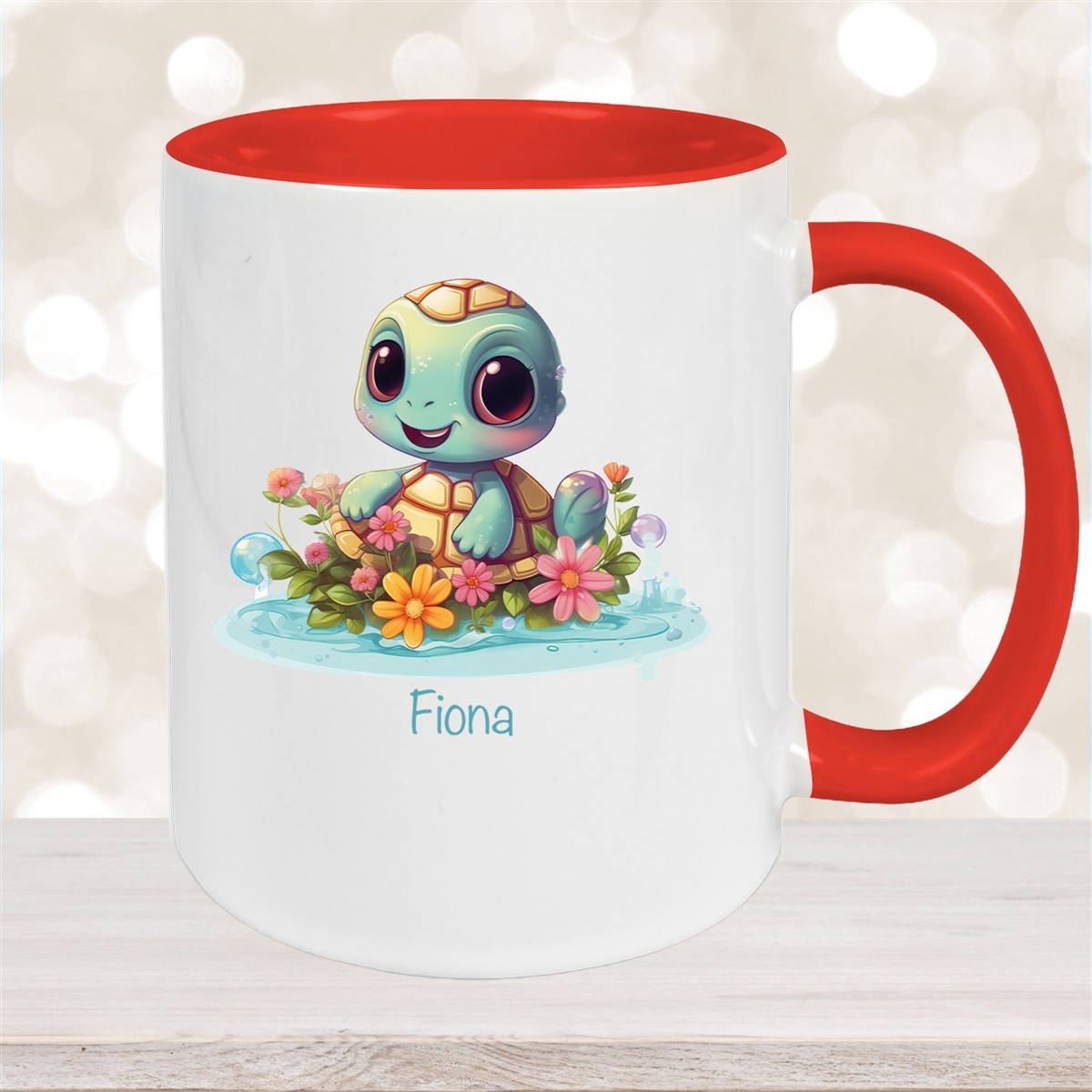 Tasse Wunschname Schildkröte #2 Keramik Kinderbecher personalisiert versch. Farben