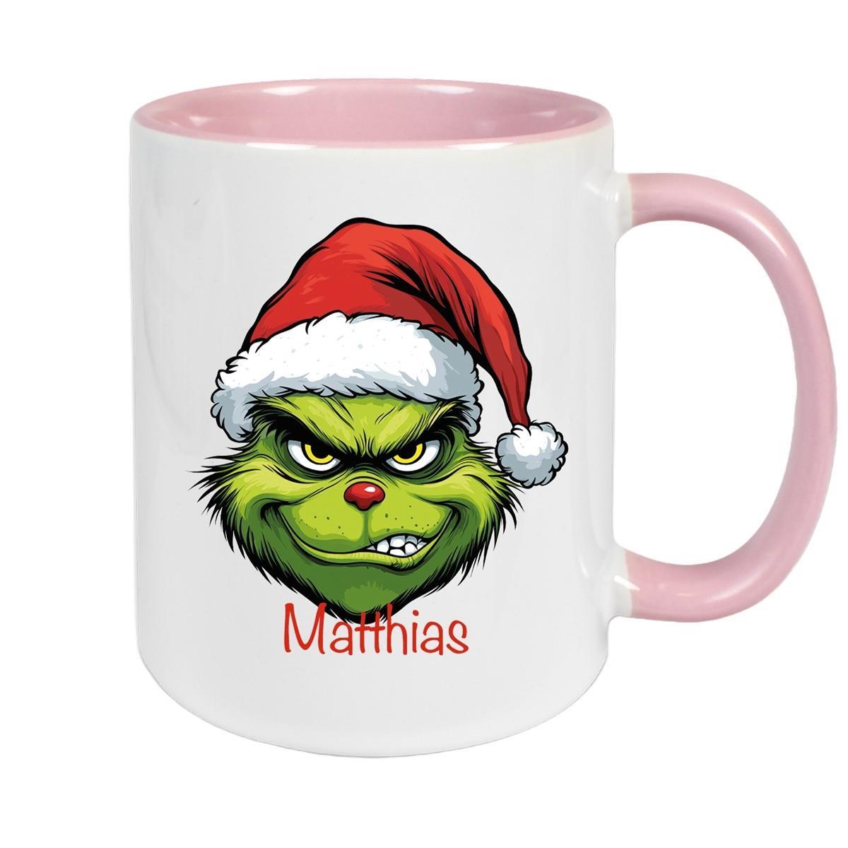 Tasse Wunschname Weihnachten Grinch 9 Keramik Kinderbecher versch. Farben