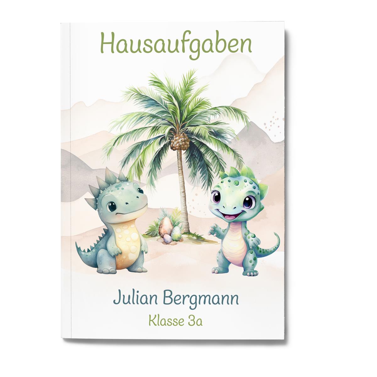 Hausaufgabenheft Dino #1 DIN A5 - 48 Blatt mit Name und Klasse