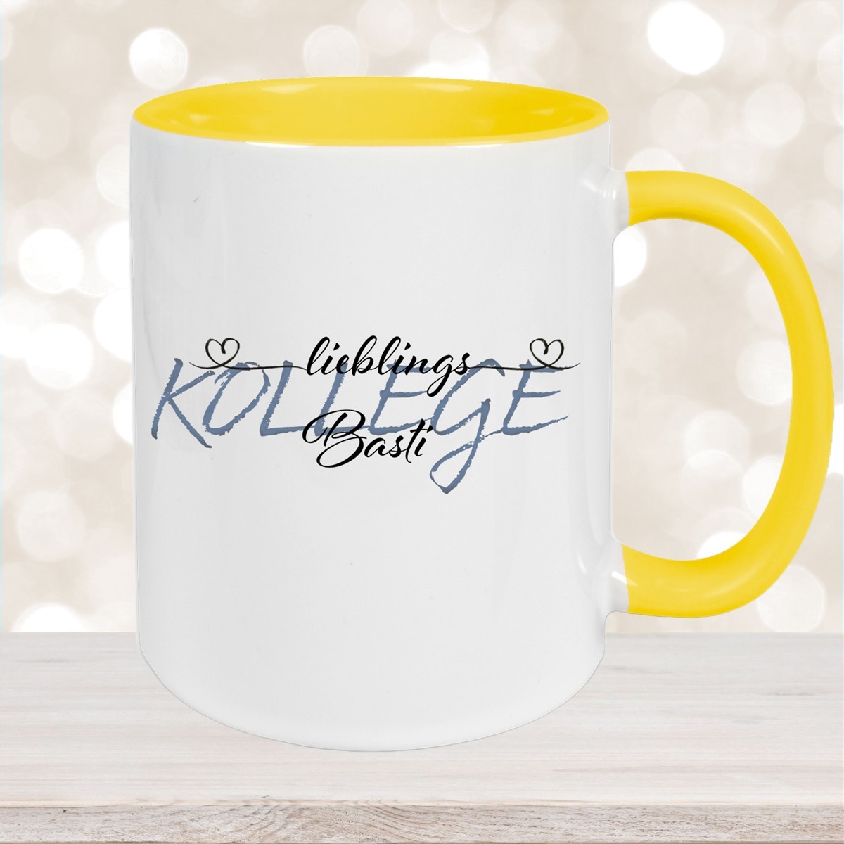 Tasse Wunschname Lieblings-Kollege #2 personalisiert Keramik Becher Gelb