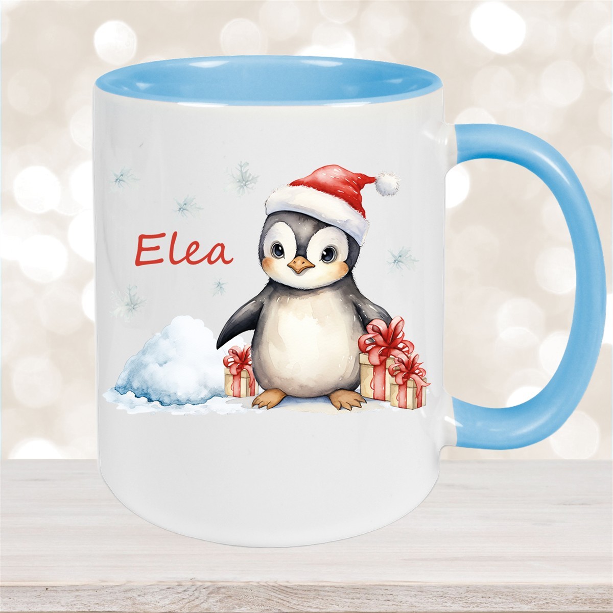 Tasse Wunschname Weihnachten Pinguin #1 Keramik Kinderbecher versch. Farben