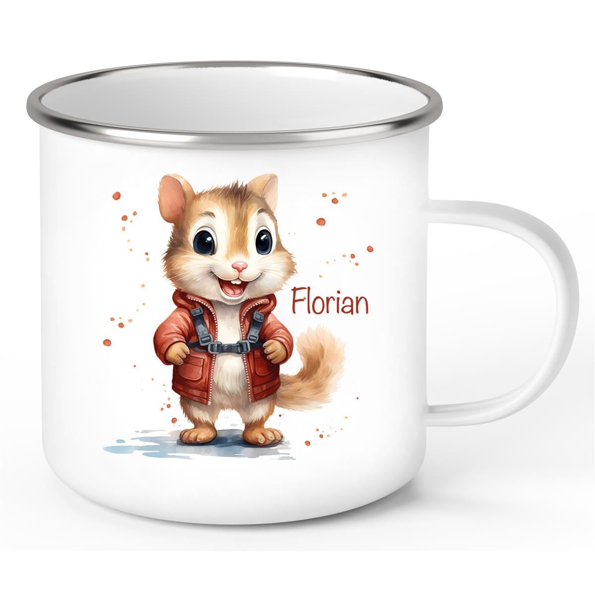 Tasse Wunschname Chipmunk 1 Emaille Kinderbecher personalisiert
