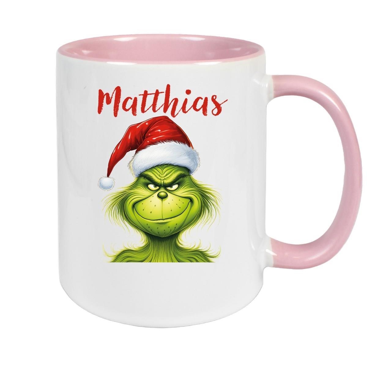 Tasse Wunschname Weihnachten Grinch 3 Keramik Kinderbecher versch. Farben