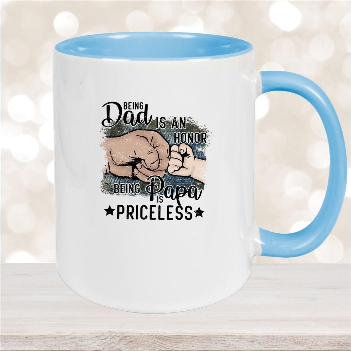 Tasse Vatertag 4 "Being Papa is Priceless" Keramik versch. Farben