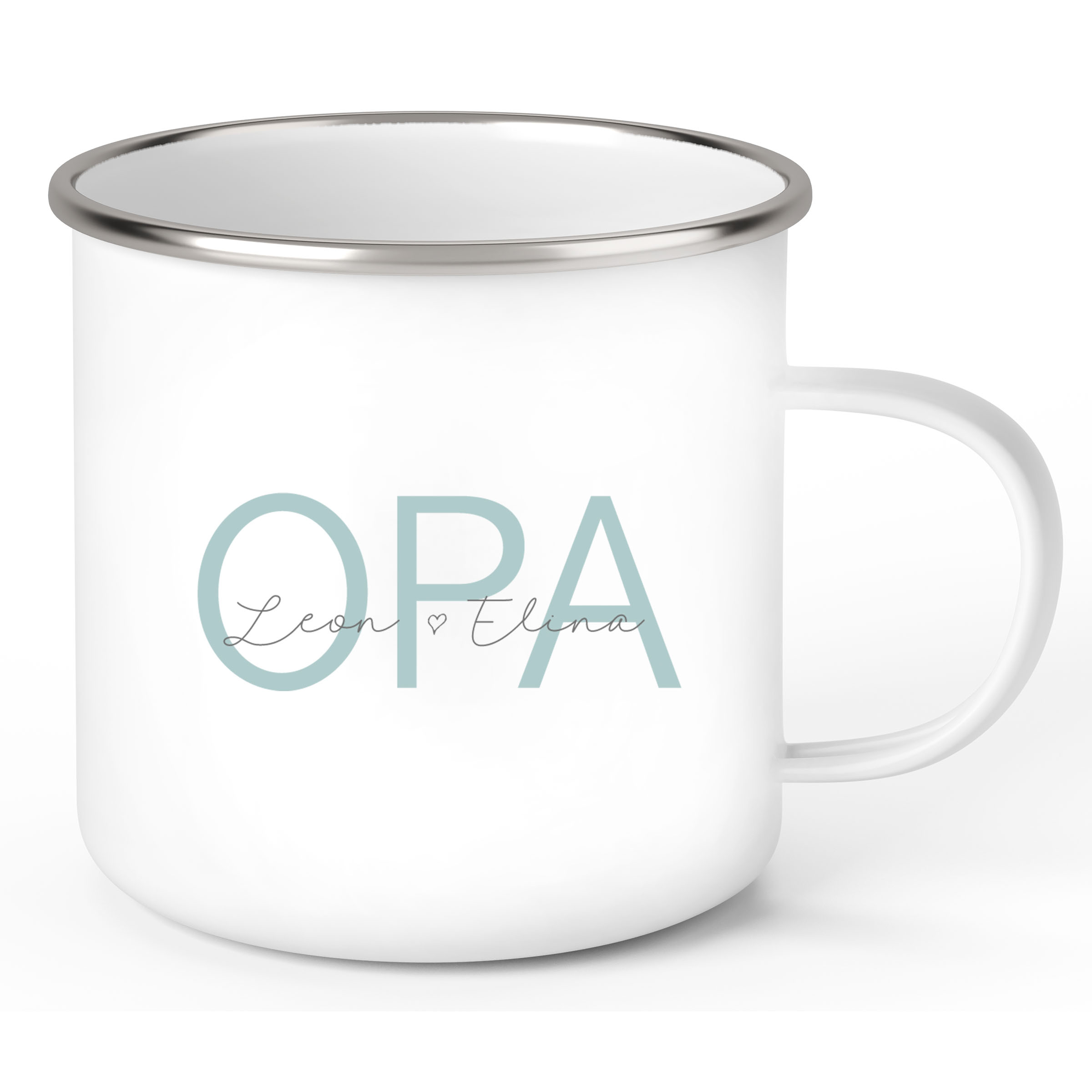 Tasse, Opa, Vatertag, Geburtstag 1 Wunschnamen Emaille Personalisiert