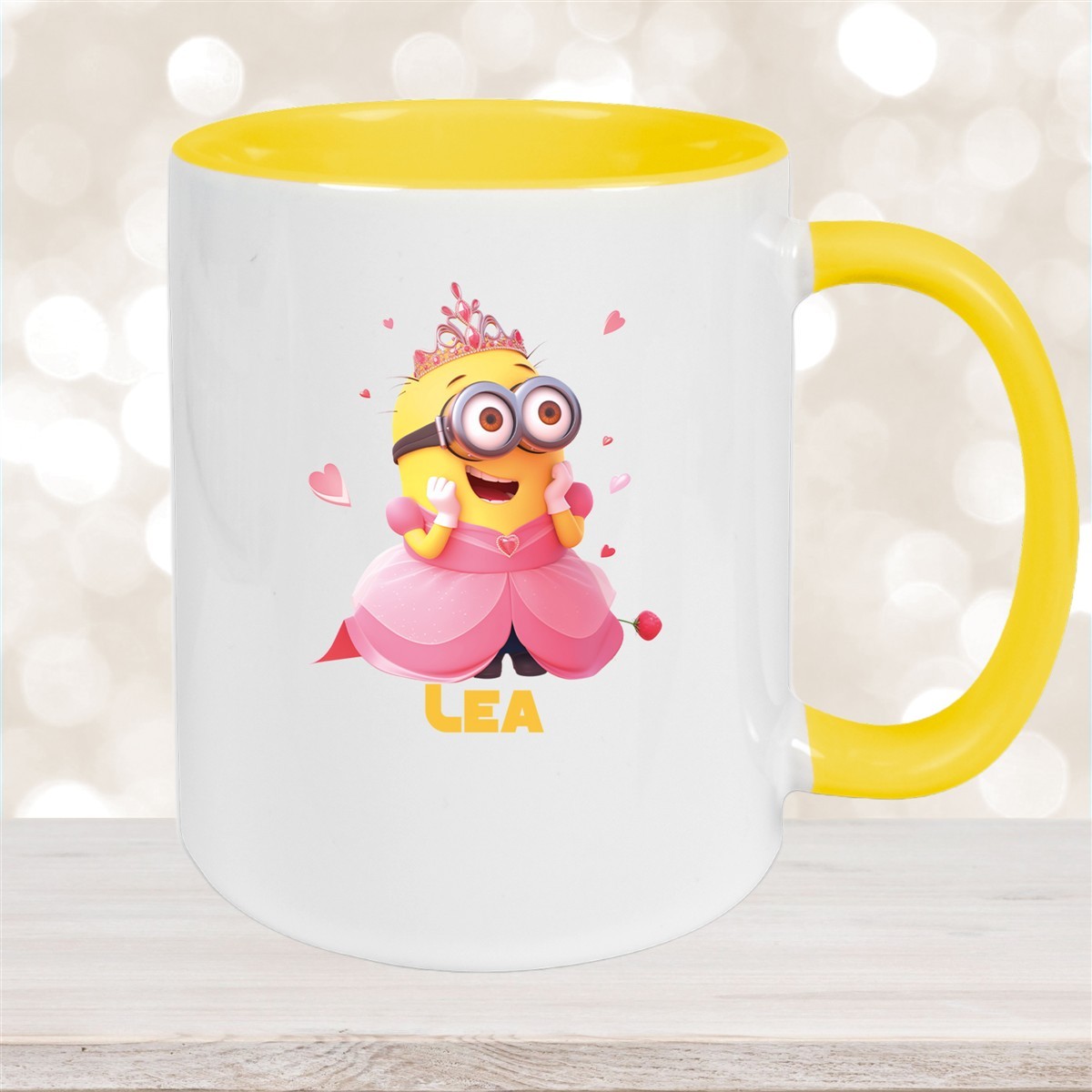 Tasse Minions Kinder Minion #7 Prinzessin Wunschname Keramik Kinderbecher personalisiert versch. Farben Gelb