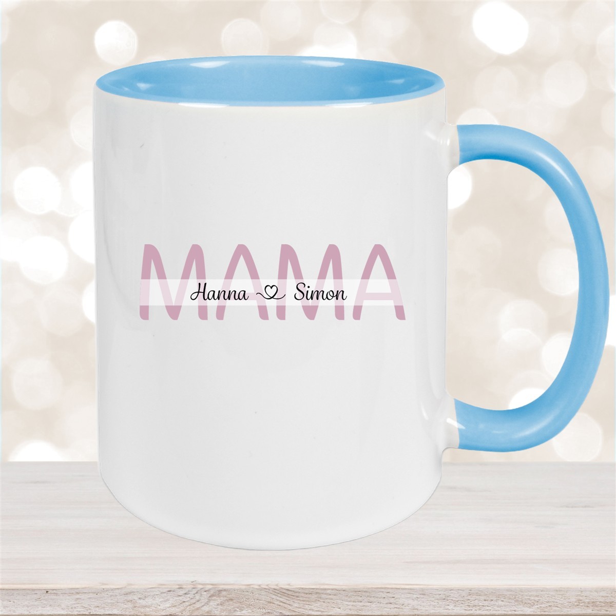 Tasse Muttertag #1 Wunschnamen Keramik Personalisiert Hellblau