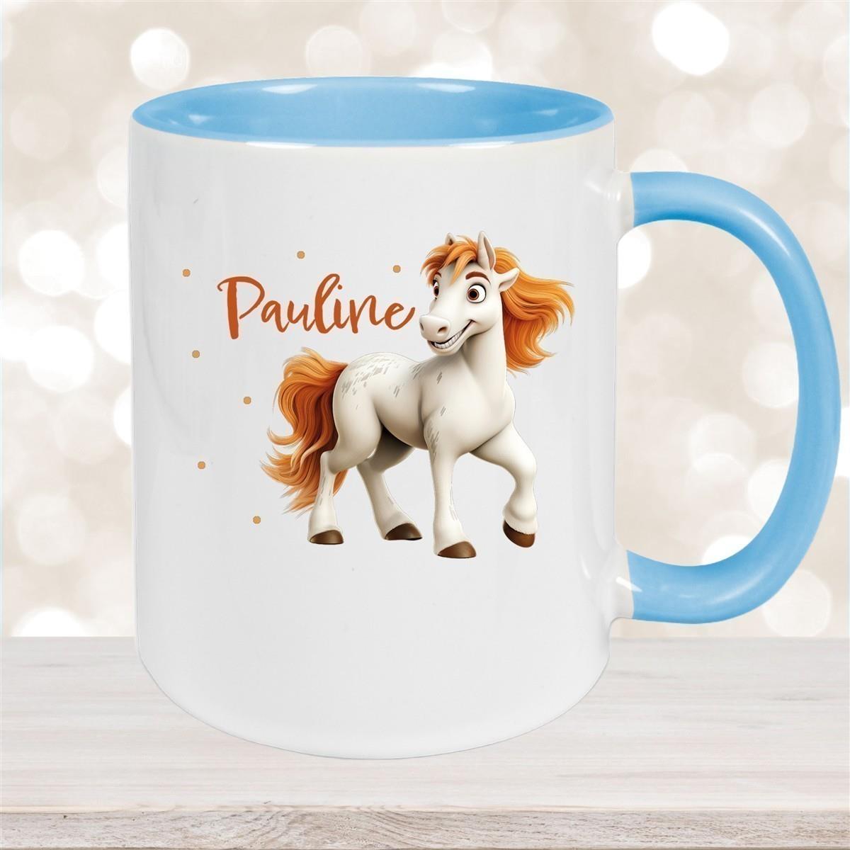 Tasse Pferd 1 Wunschname Keramik Kinderbecher personalisiert versch. Farben