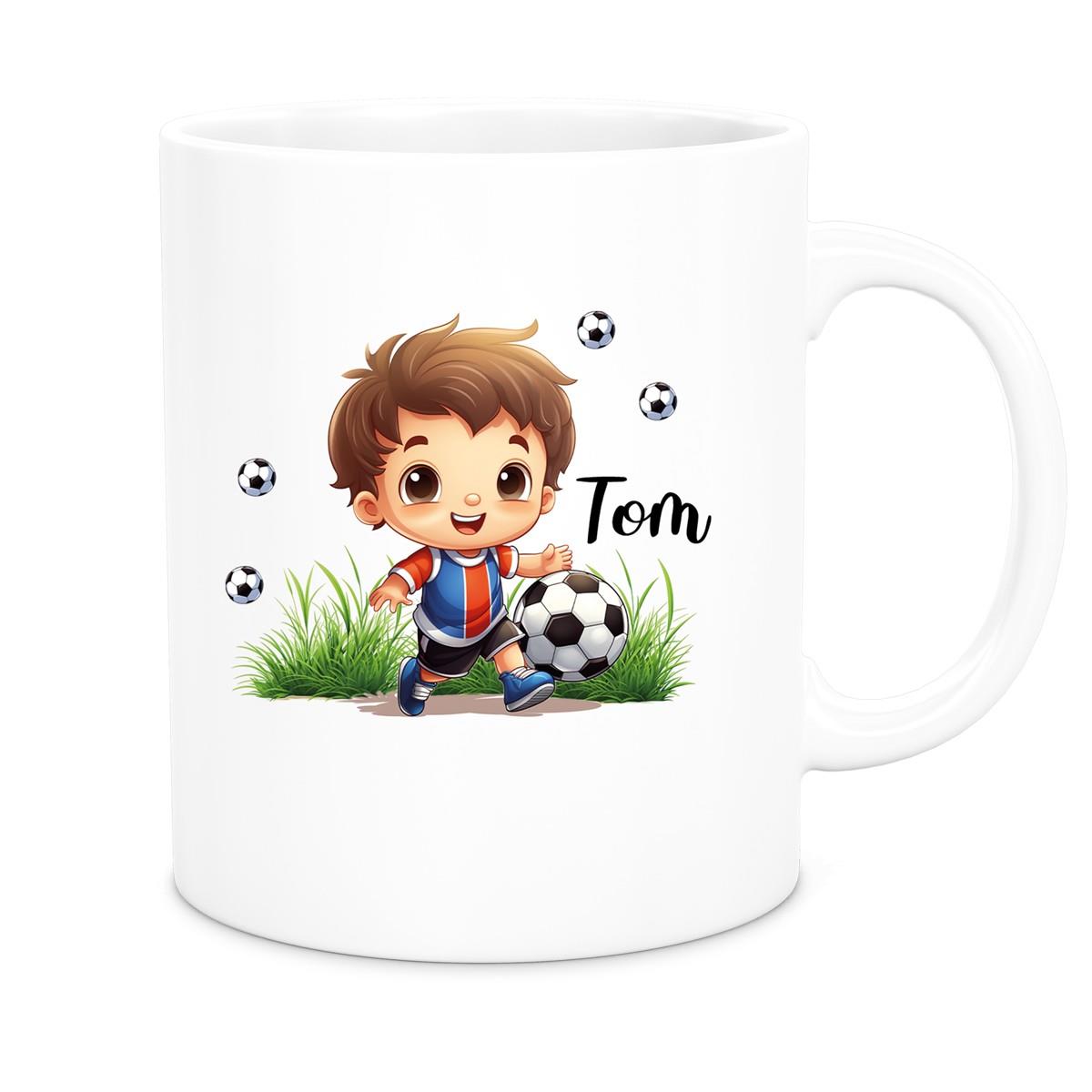 Tasse Fußball 8 Wunschname Keramik Kinderbecher personalisiert versch. Farben