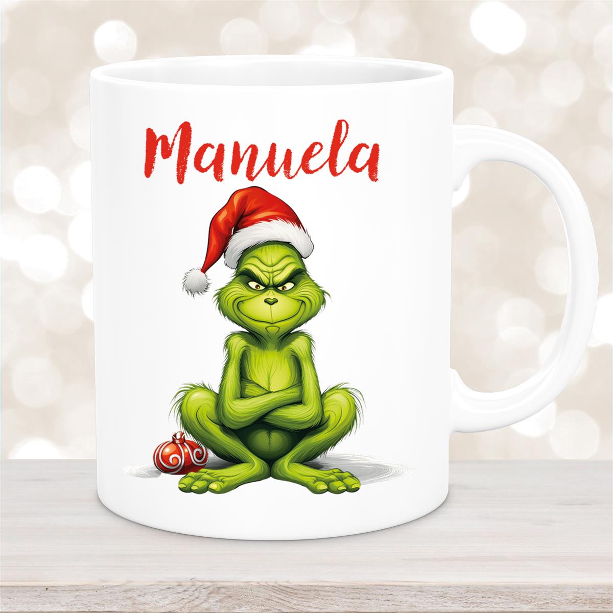 Tasse Wunschname Weihnachten Grinch #4 Keramik Kinderbecher Weiß