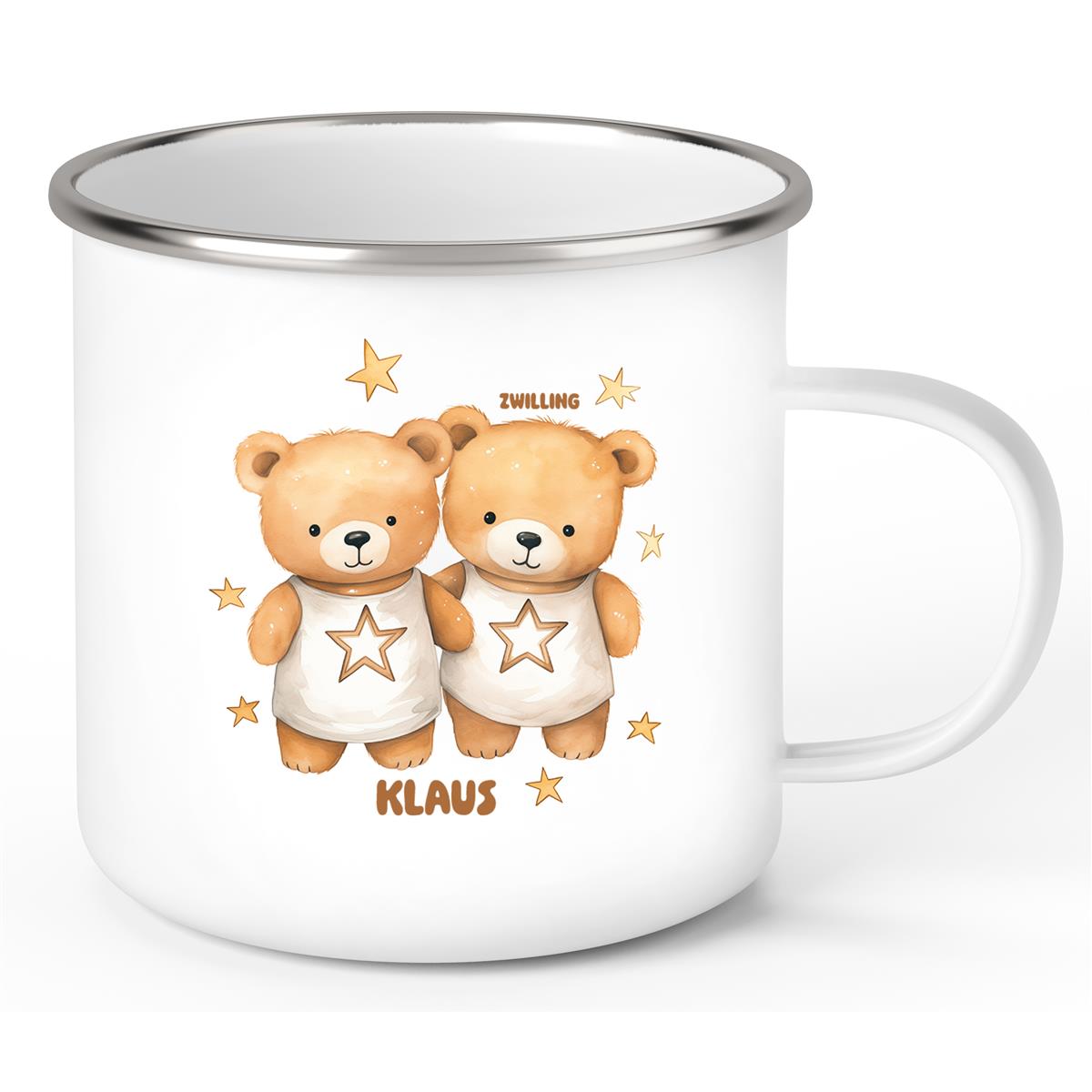 Tasse Sternzeichen Kinder Zwilling #1 Wunschname Emaille Kinderbecher personalisiert