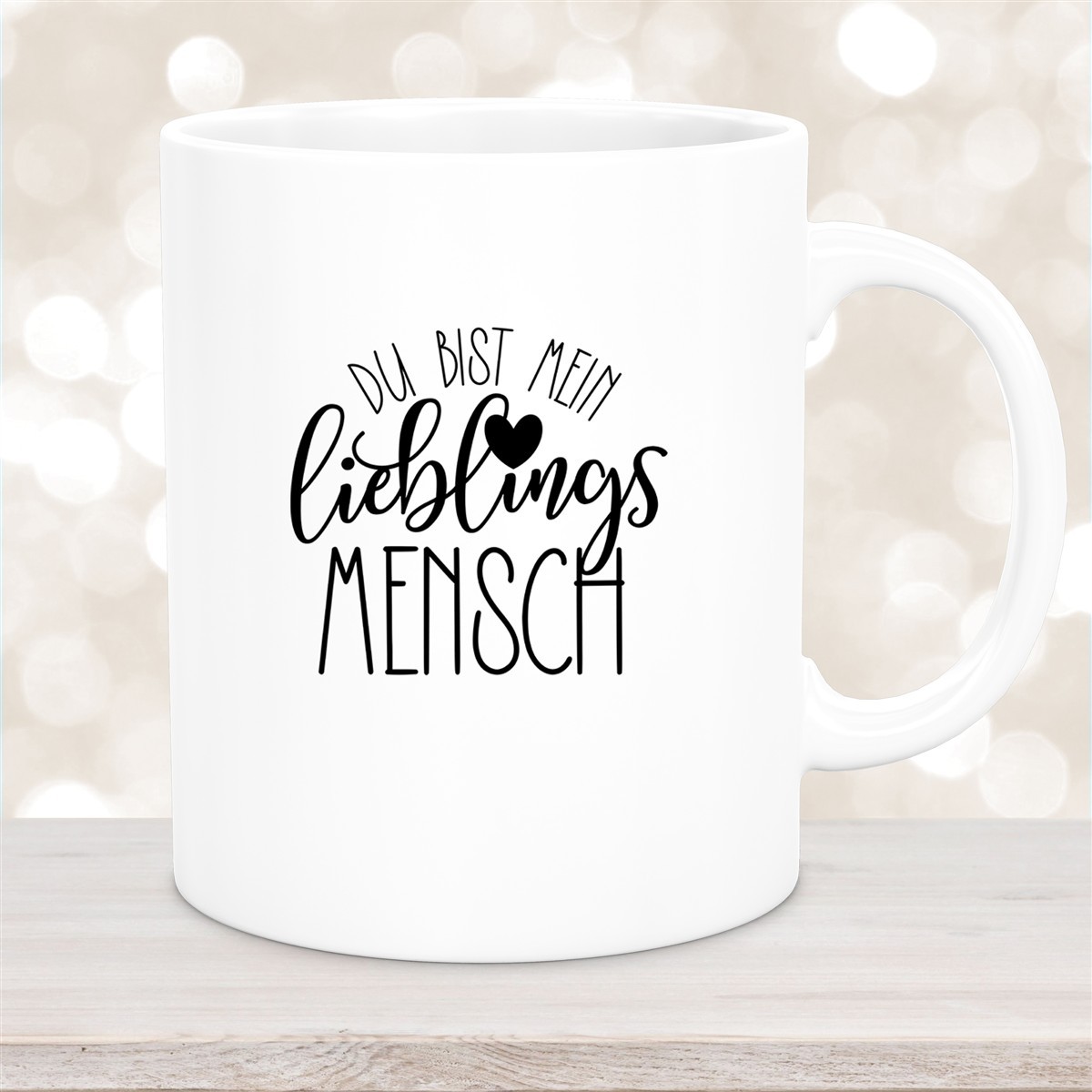 Tasse Spruch "Lieblingsmensch" Valentinstag #19 Keramik versch. Farben Weiß