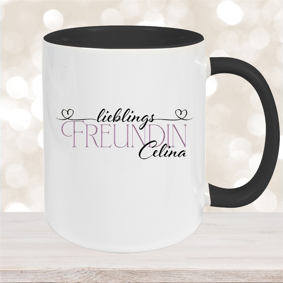 Tasse Wunschname Lieblings-Freundin #1 personalisiert Keramik Becher Schwarz