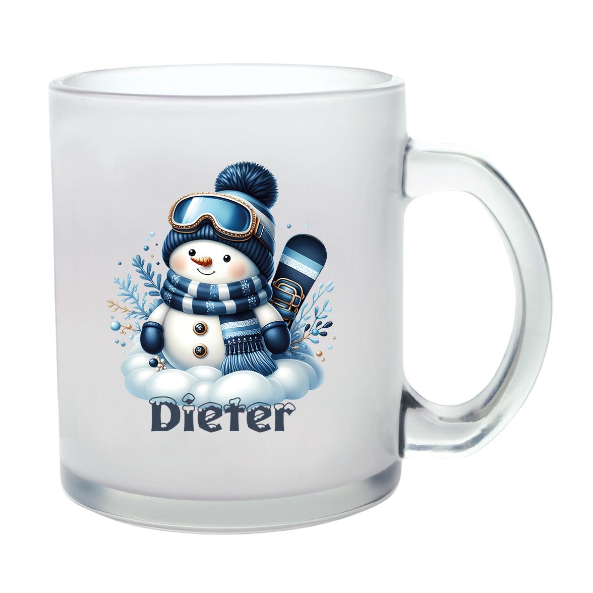Milchglastasse Wunschname Weihnachten Schneemann 6 Glas Kinderbecher SONDEREDITION