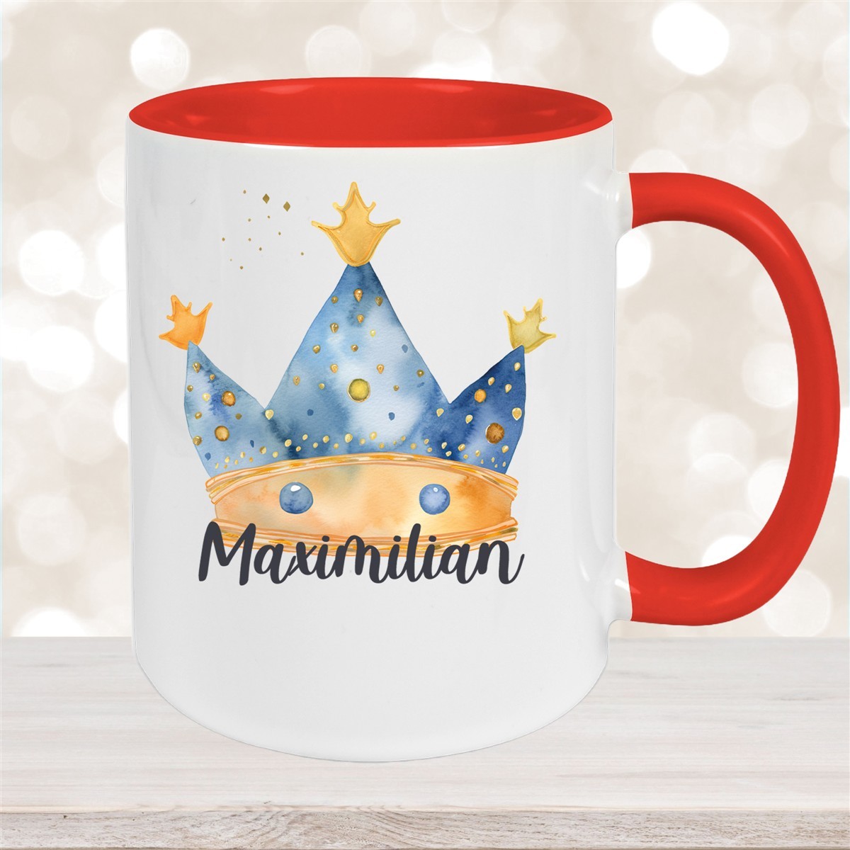 Tasse Prinz Krone #1 Wunschname Keramik Kinderbecher personalisiert Rot
