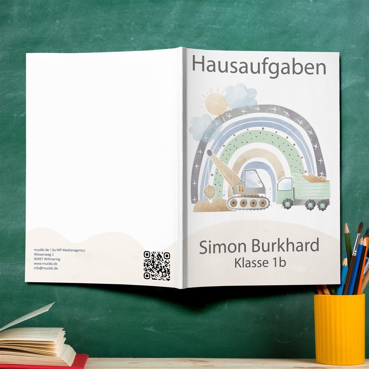 Hausaufgabenheft Baustelle 2 DIN A5 - 48 Blatt mit Name und Klasse