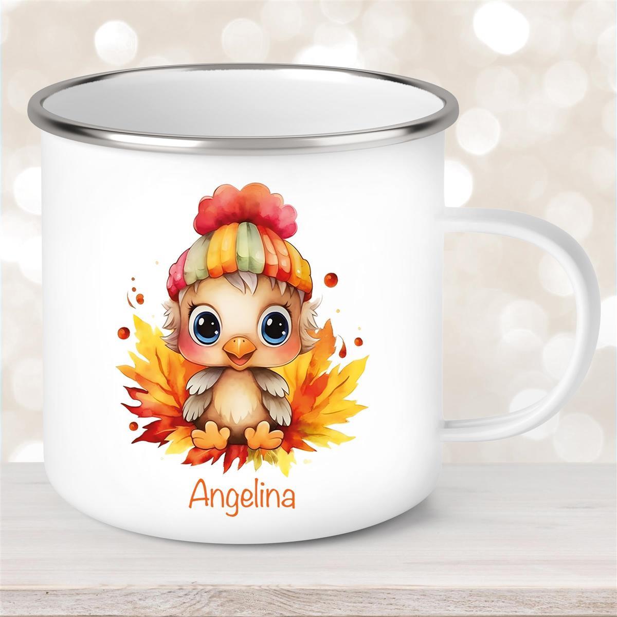 Tasse Wunschname Küken #1 Emaille Kinderbecher personalisiert