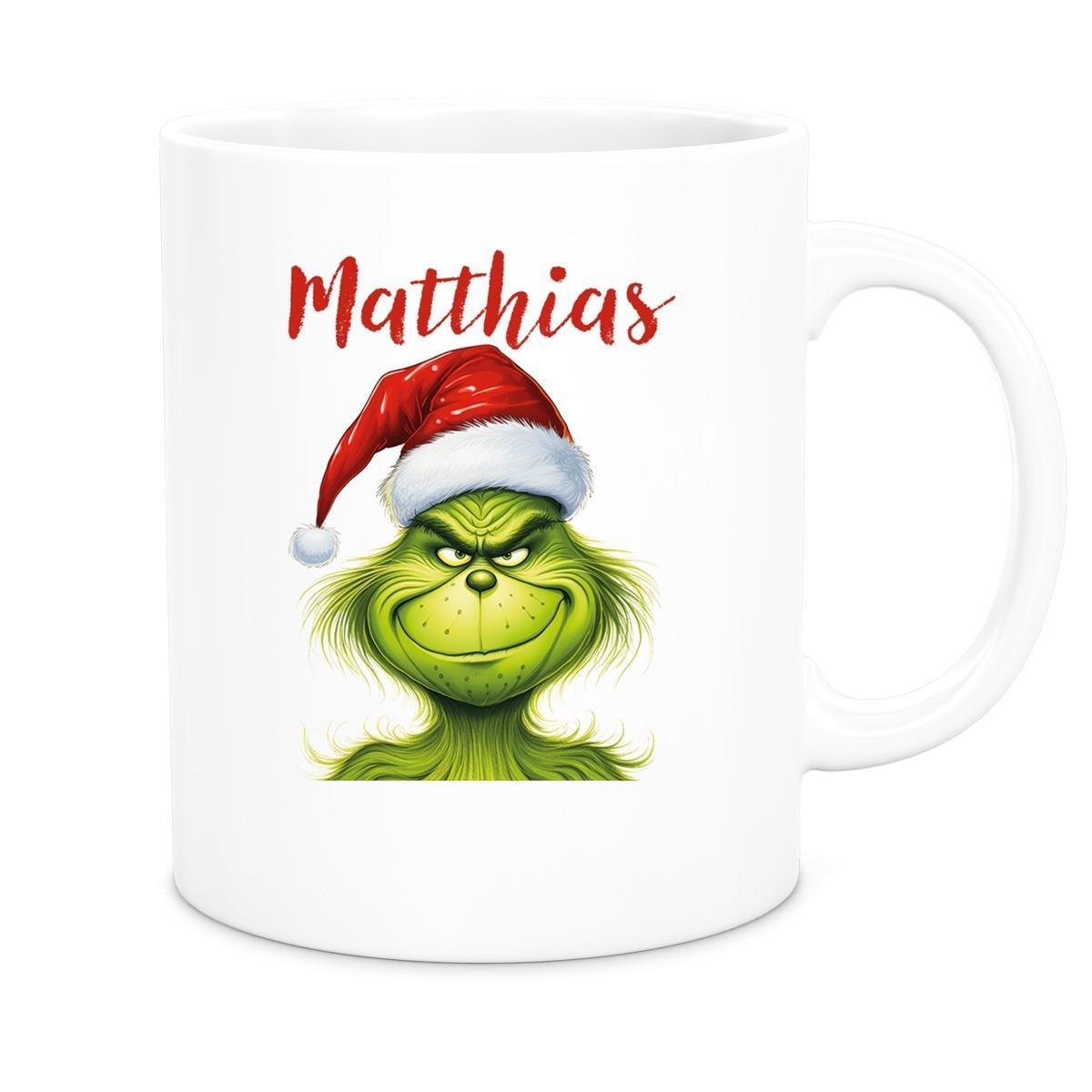 Tasse Wunschname Weihnachten Grinch 3 Keramik Kinderbecher versch. Farben