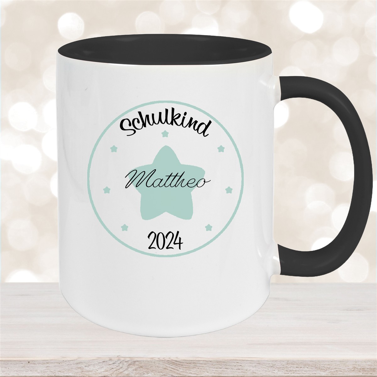 Tasse Schulkind #01 Wunschname Keramik Kinderbecher Personalisiert Schwarz
