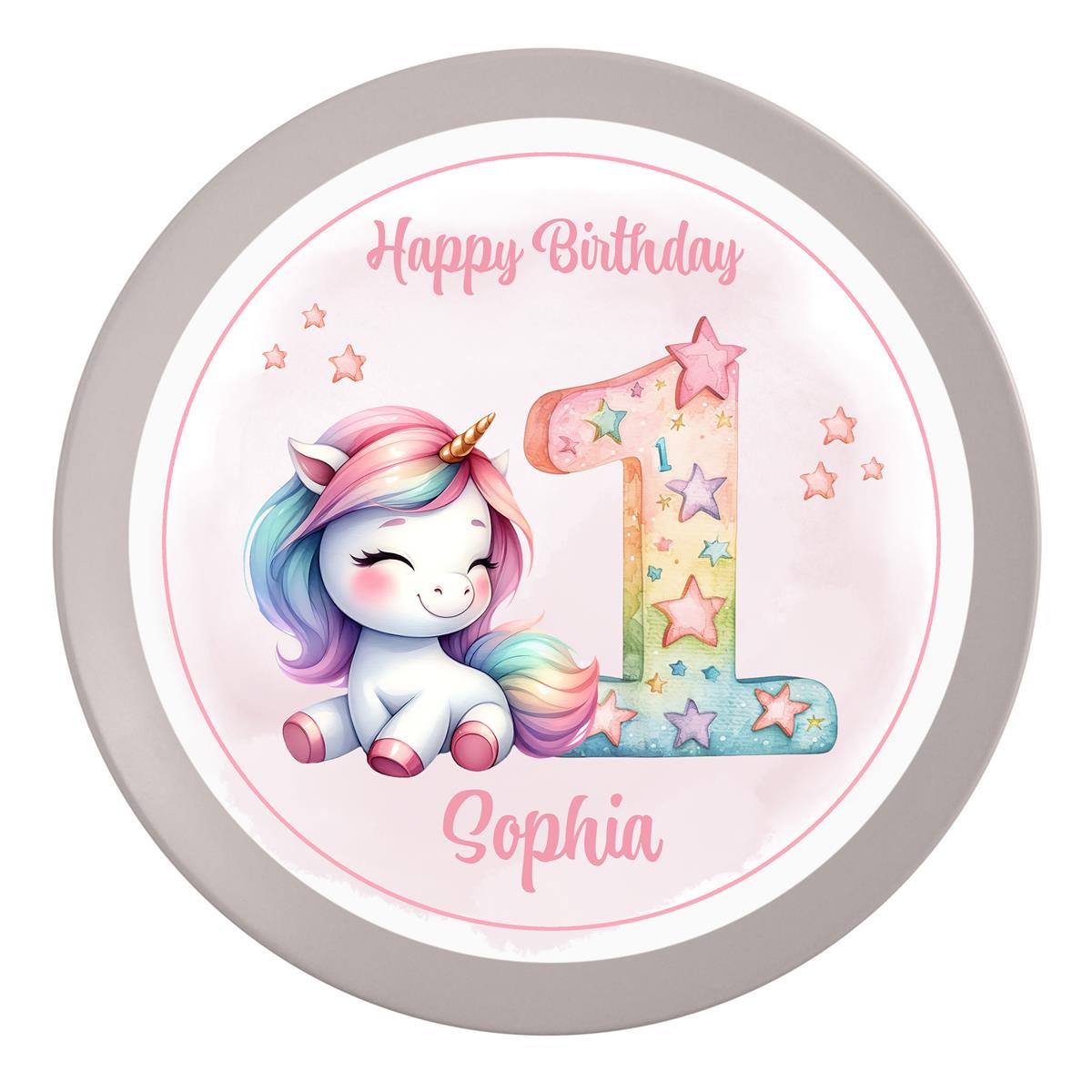 Tortenaufleger Geburtstag Einhorn 5 Name & Zahl (20cm) Fondant Papier