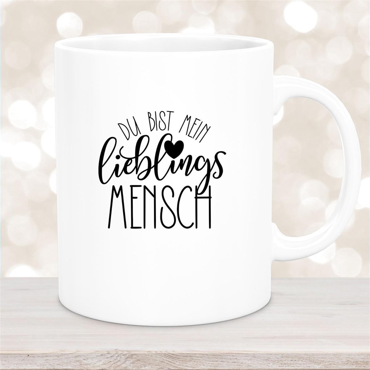 Tasse Spruch "Lieblingsmensch" Valentinstag 19 Keramik versch. Farben