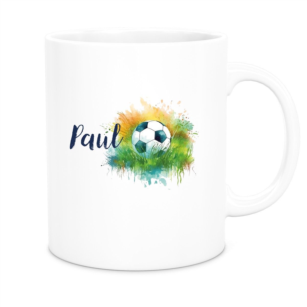 Tasse Fußball 5 Wunschname Keramik Kinderbecher personalisiert versch. Farben