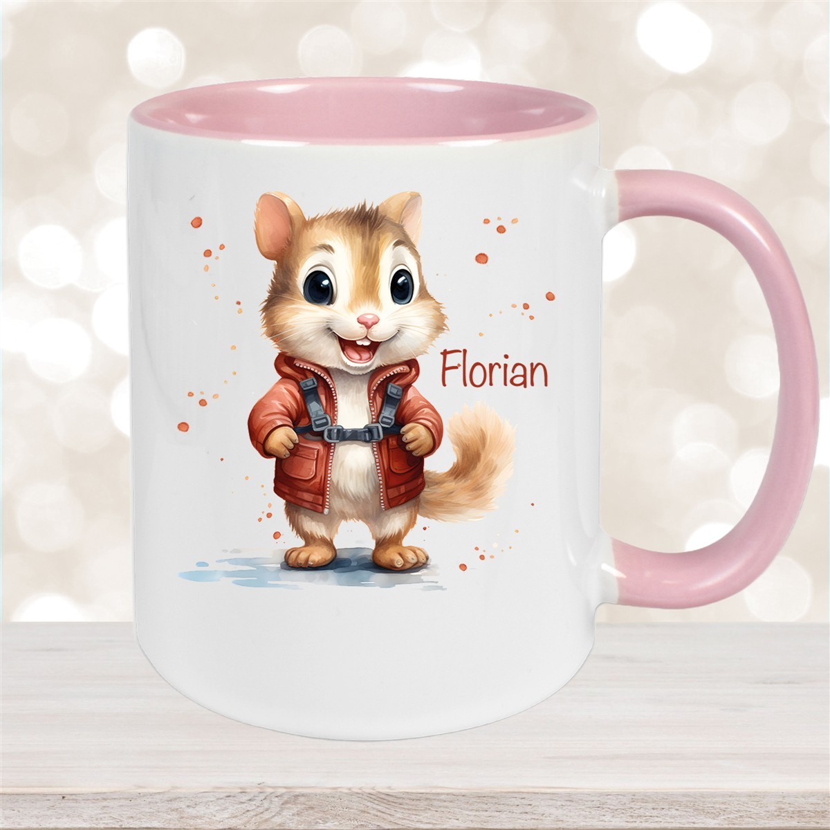 Tasse Wunschname Chipmunk #1 Keramik Kinderbecher personalisiert versch. Farben