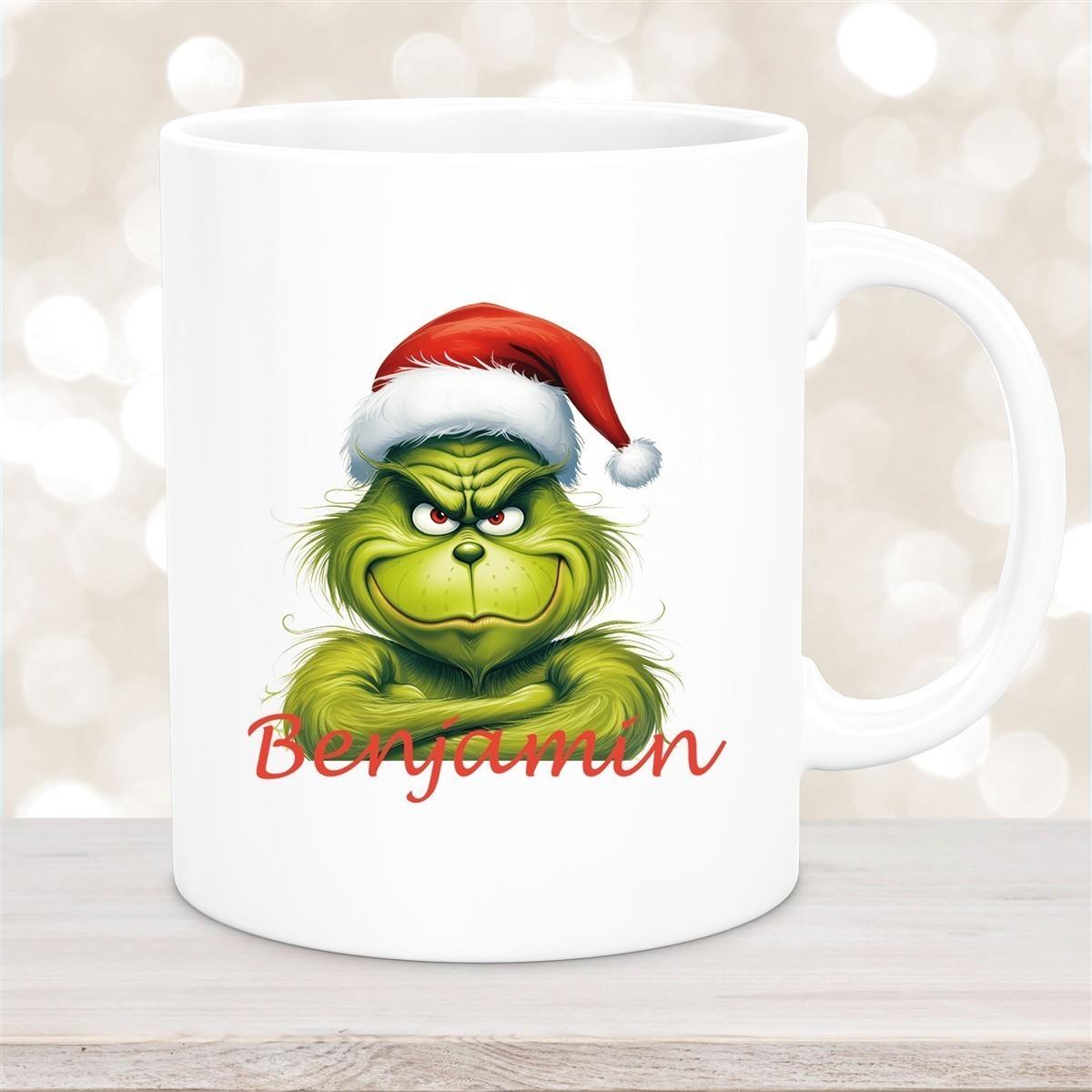 Tasse Wunschname Weihnachten Grinch 2 Keramik Kinderbecher versch. Farben