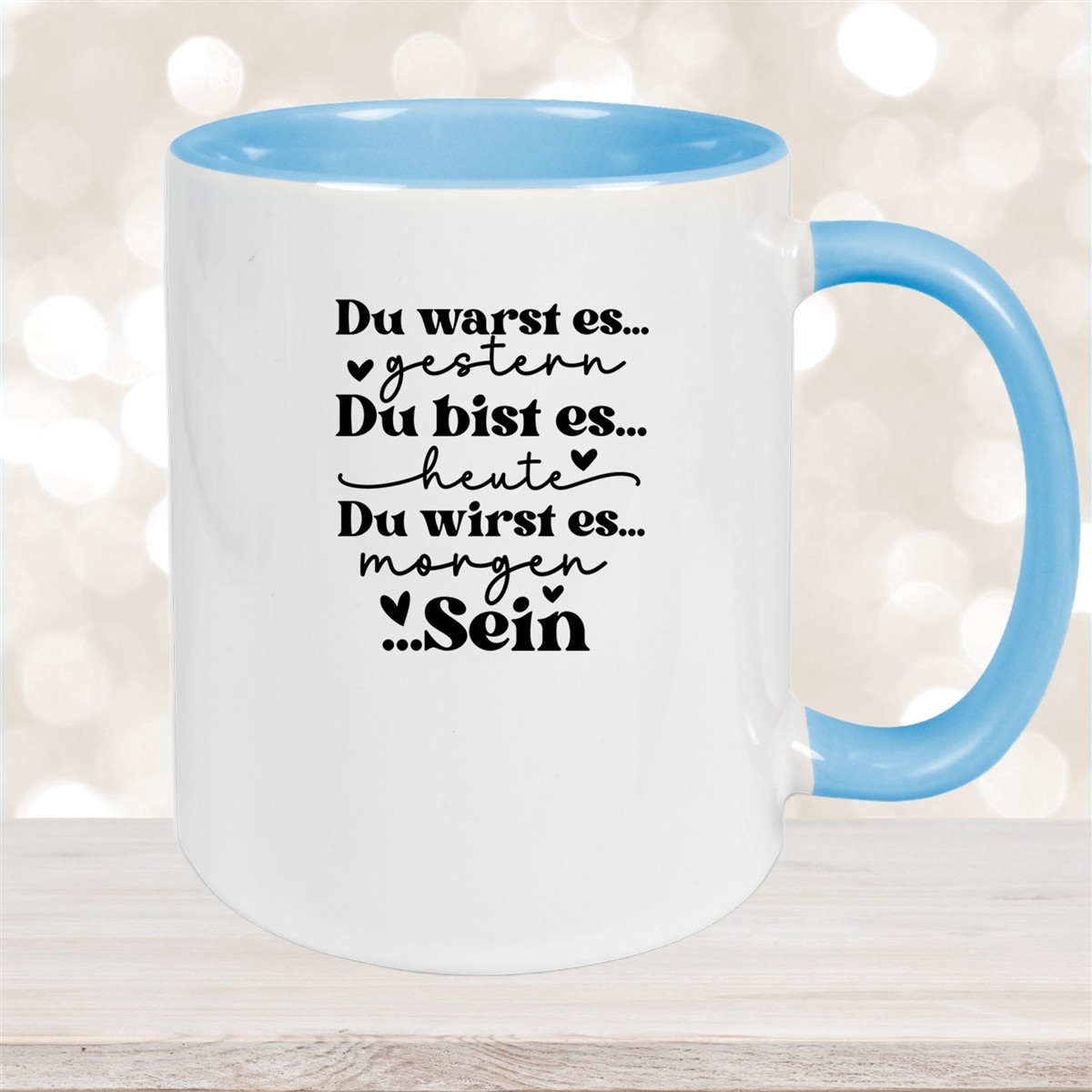 Tasse Spruch "Du bist es" Valentinstag #12 Keramik versch. Farben