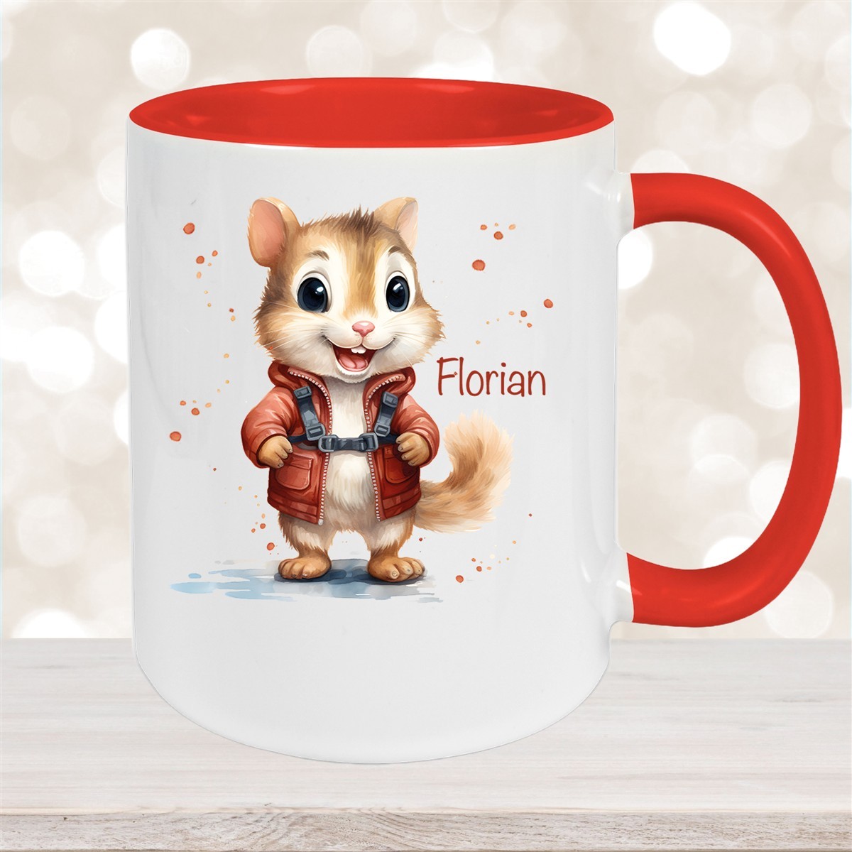 Tasse Wunschname Chipmunk #1 Keramik Kinderbecher personalisiert versch. Farben