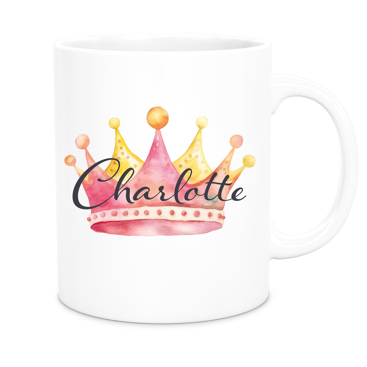 Tasse Krone 2 Wunschname Keramik Kinderbecher personalisiert versch. Farben