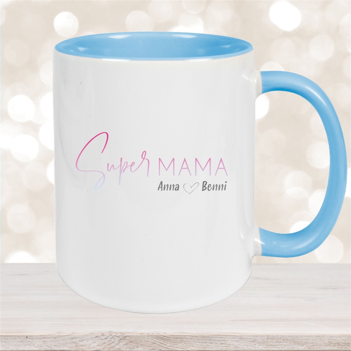 Tasse Muttertag #4 Wunschnamen Keramik Personalisiert Hellblau