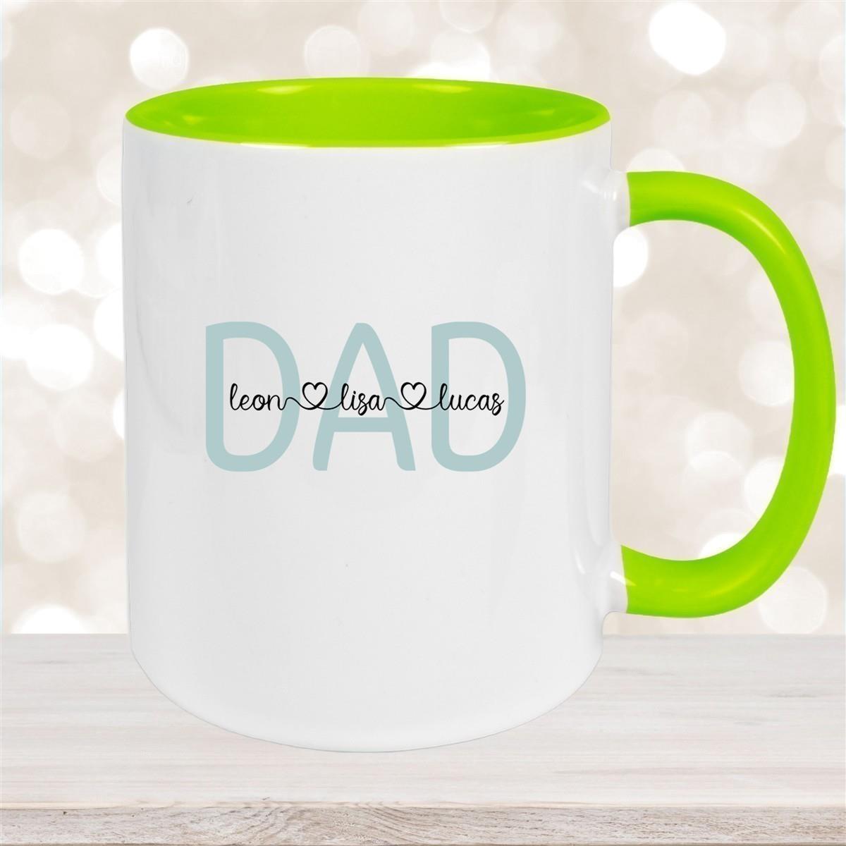 Tasse Vatertag 2 Wunschnamen Keramik Personalisiert versch. Farben