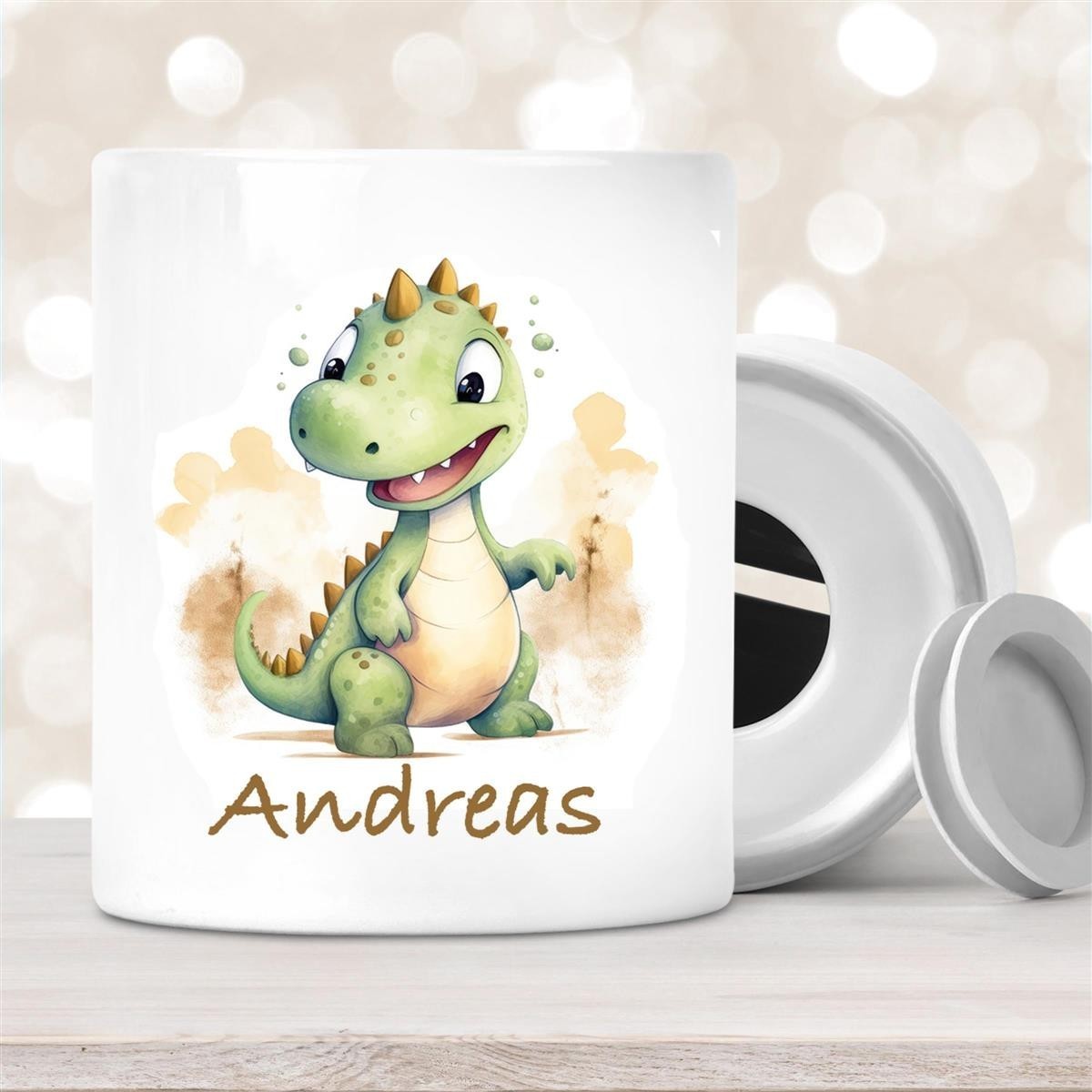Spardose mit Wunschname Dino #3 personalisiert