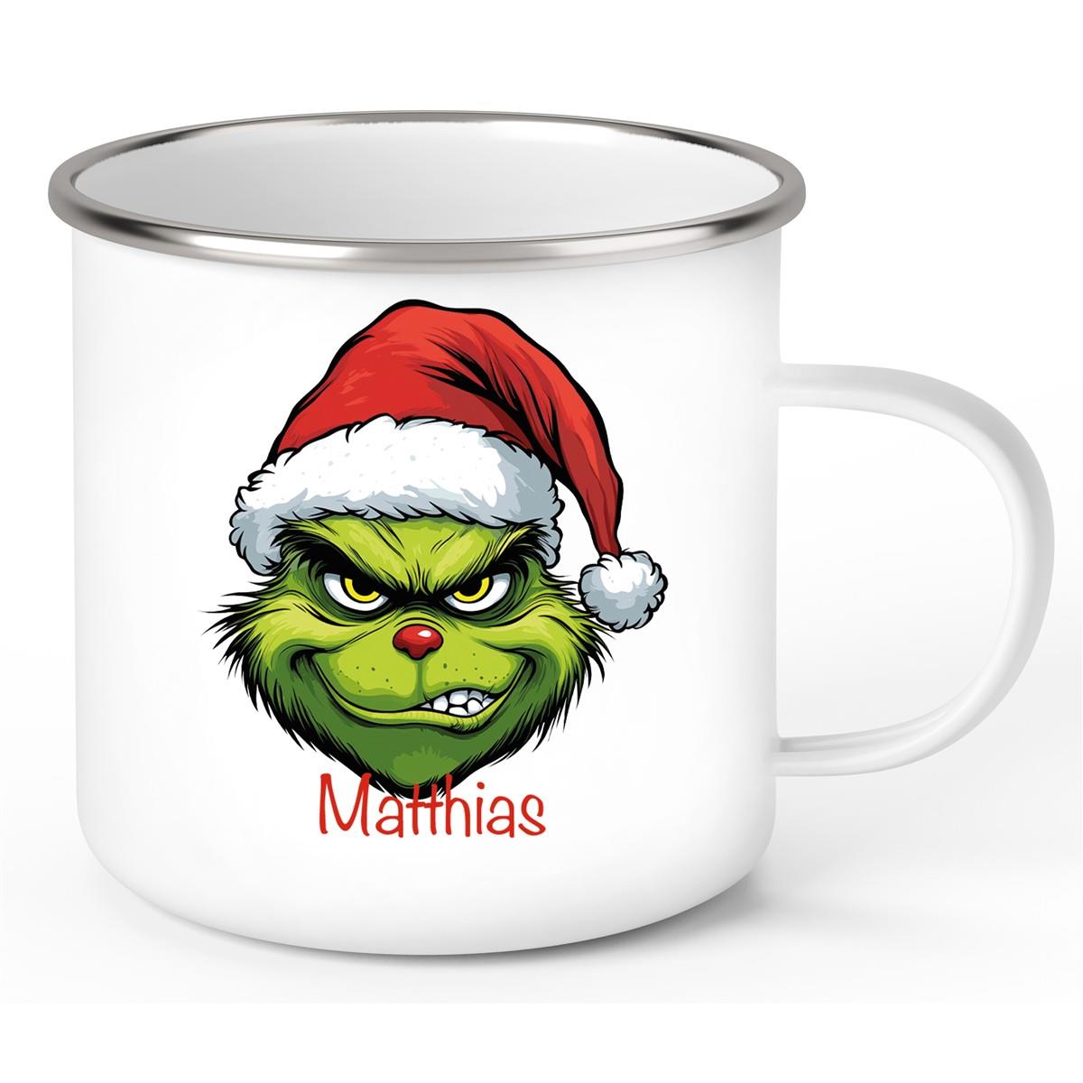 Tasse Wunschname Weihnachten Grinch 9 Emaille