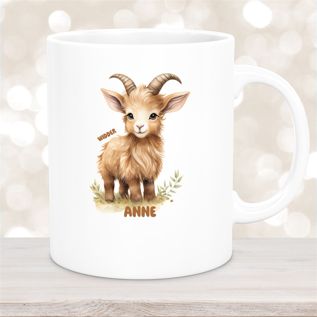 Tasse Sternzeichen Kinder Widder #1 Wunschname Keramik Kinderbecher personalisiert Weiß