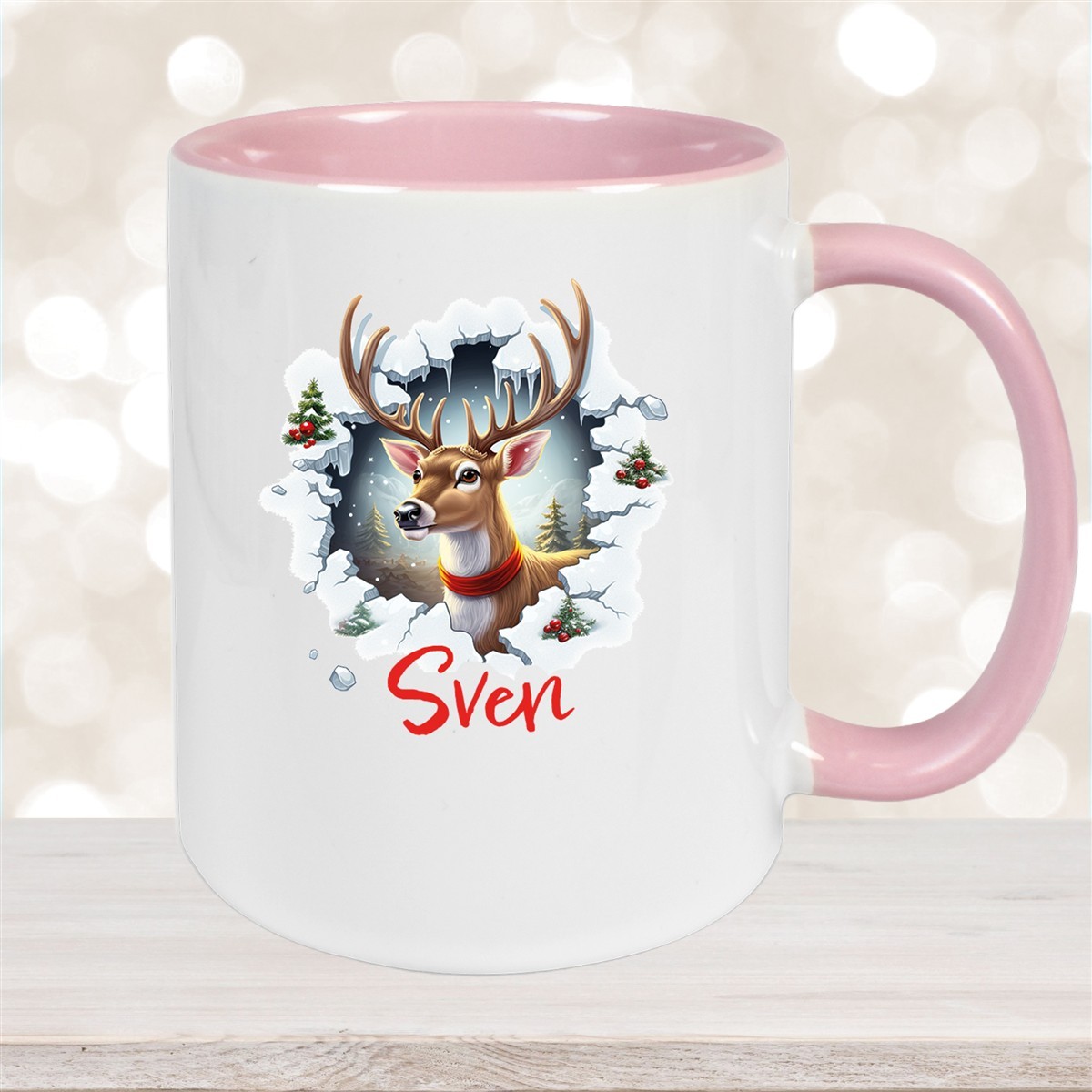 Tasse Wunschname Christmas Rentier #3 Keramik Kinderbecher versch. Farben